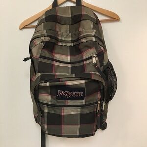 Jansport Plaid Backpack - Gray and pink